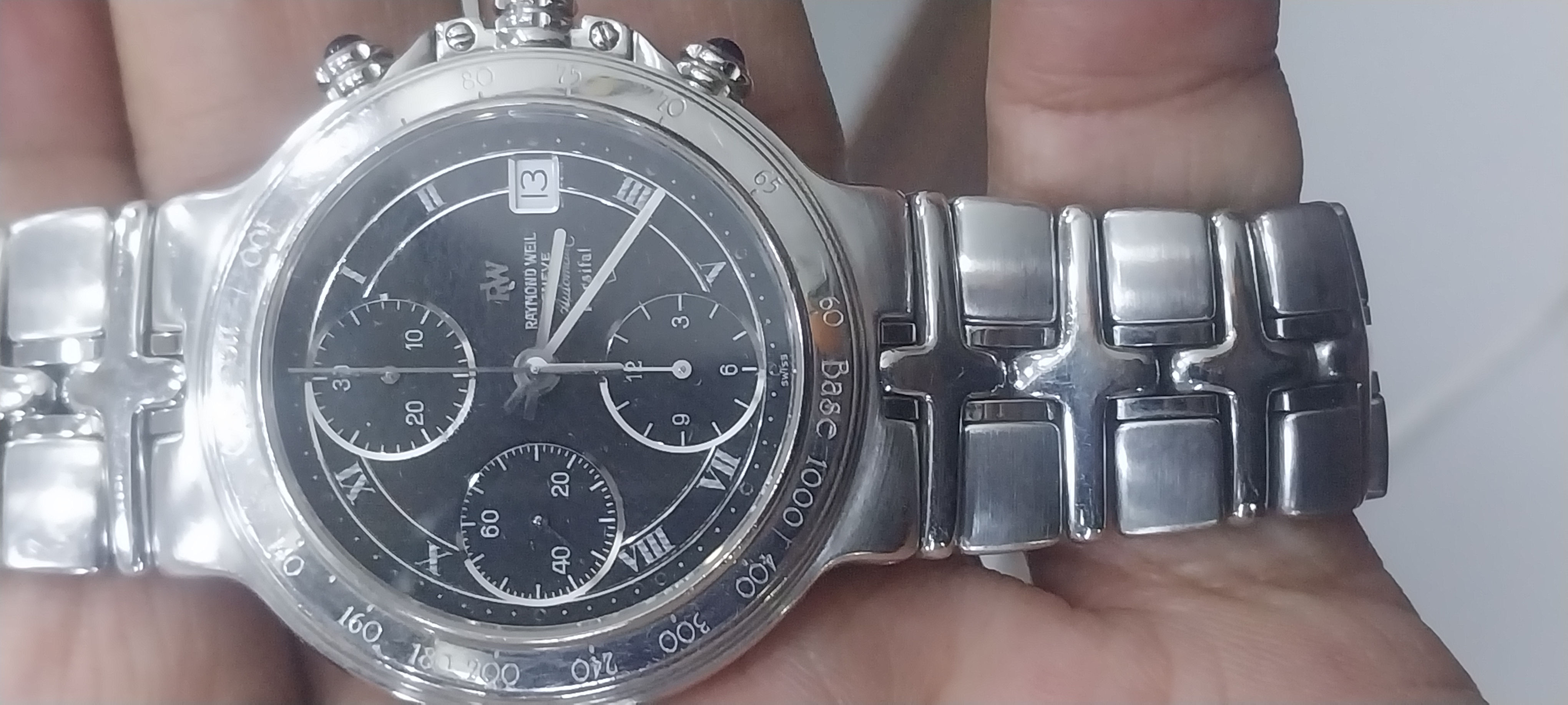 Raymond wheel automatic chronograph side view