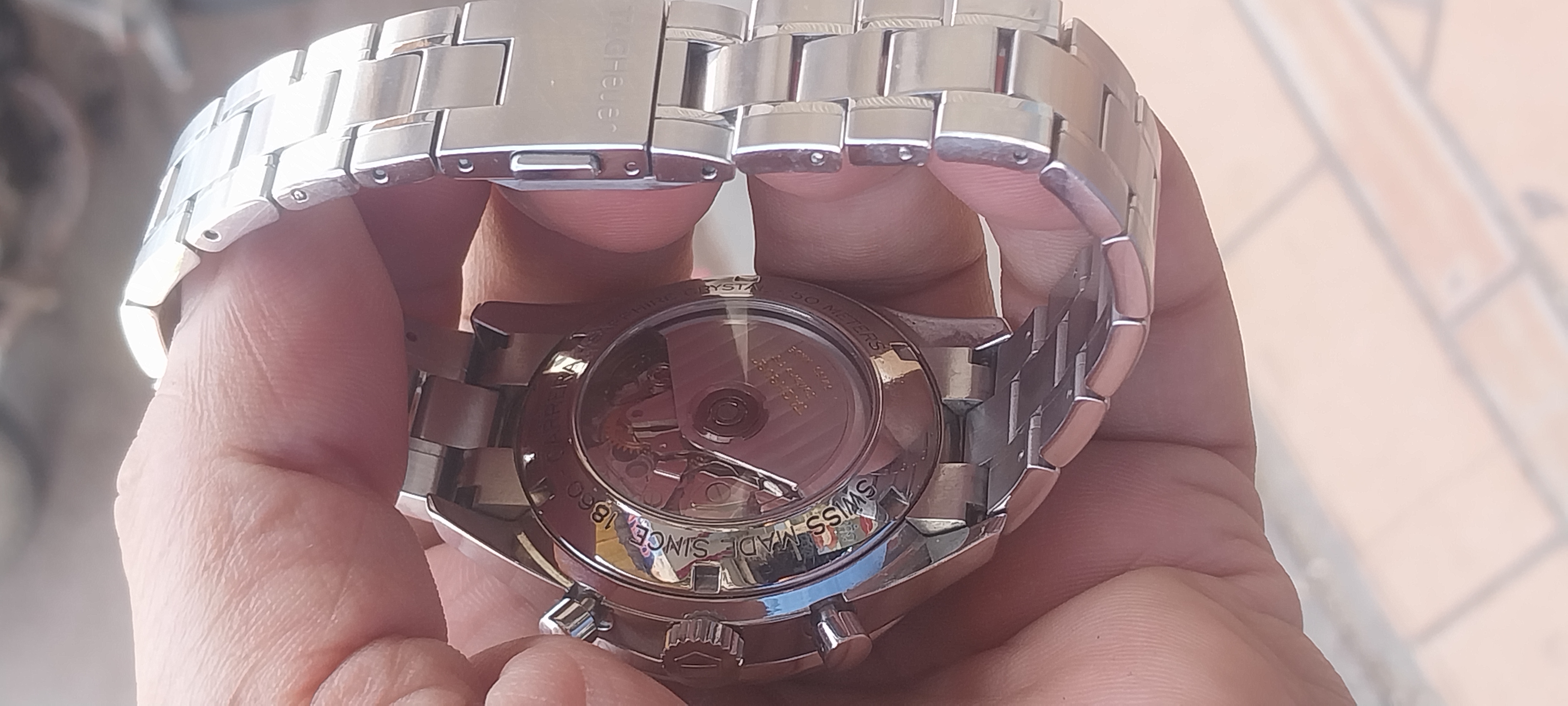 Tag Heuer mens auto chronograph back view